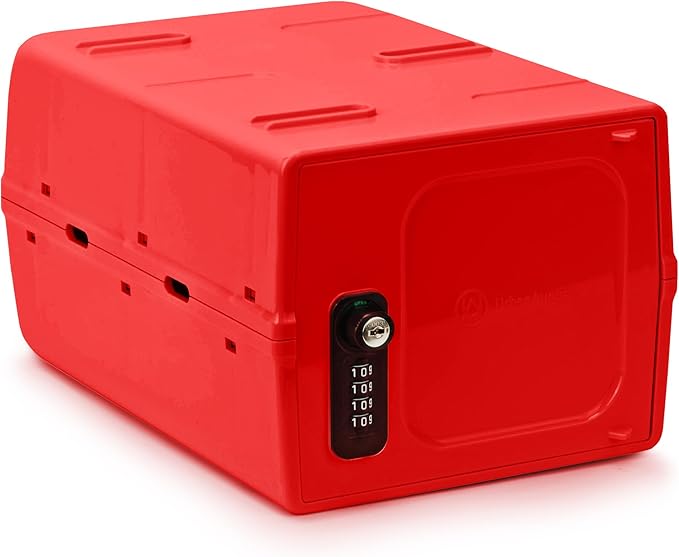 Urban August Dual Combination & Keyed Lockbox - Lockable Box for Everyday Use - Multi-Purpose lock for Home & Office Safety - Made of Industrial-Grade Plastic - One Size (Medical Red)