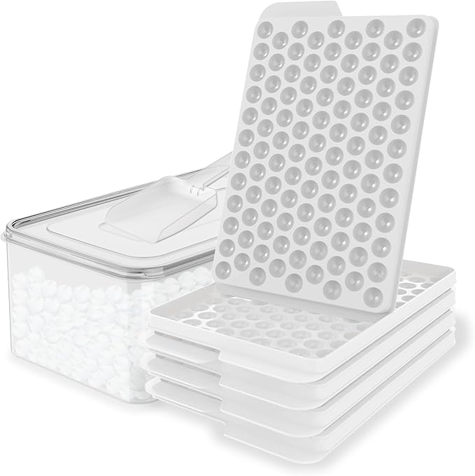 WIBIMEN Mini Ice Cube Trays for Freezer with Lid, 0.55" Pebble Ice