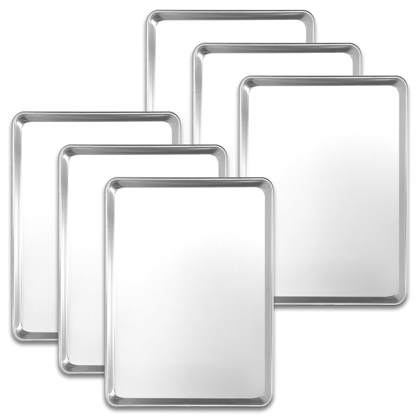 STEELUS 6 Pack Quarter Size Aluminum Baking Sheet Pans, 13"x10"