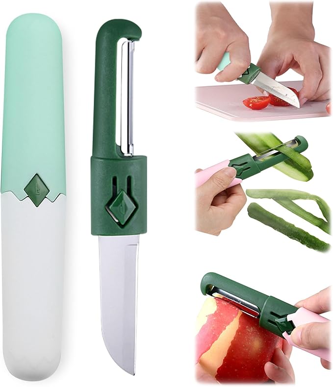 2 in 1 stainless steel Paring knife Peeler; fruit peeler; apple peeler; pear peeler, vegetable peeler, Kitchen Peeler (2, Pink White)