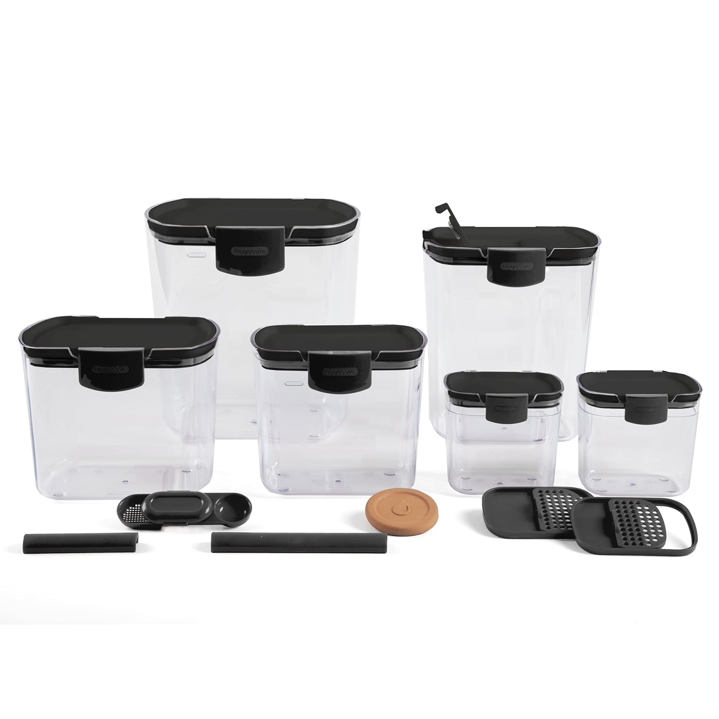 Progressive ProKeeper Baker's Airtight Kitchen Storage Canister Container Set for Flour, Sugar & More, Keeps Ingredients Fresh, with Accessories (Turquoise, 6- Piece)
