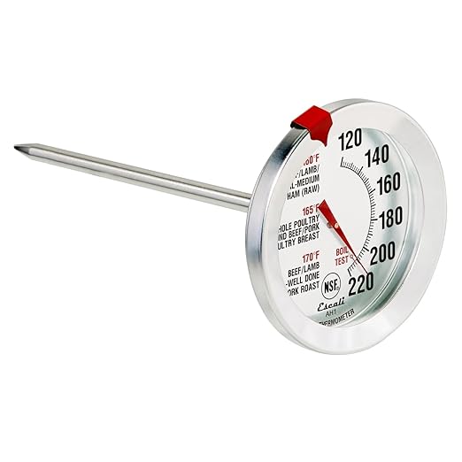 Escali AH1 2 Pack Oven Safe Meat Thermometers, Stainless Steel, Thermometer with 2.5 inch Large Dial, Oven and Grill Safe Temperature Gauge for Cooking, Roasting, Baking, Candy, Steak, Turkey