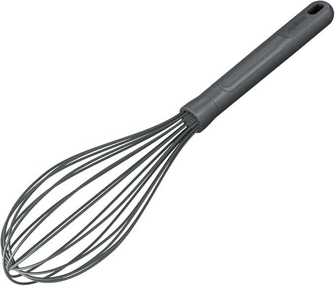 Zyliss Hand Whisk - Sustainable Wheat Straw & Stainless Steel - Balloon Whisk with Grip Lines - Dishwasher Safe - Ideal for Cooking, Mixing, Beating Eggs - Beluga Grey, 26cm x 6cm - Medium