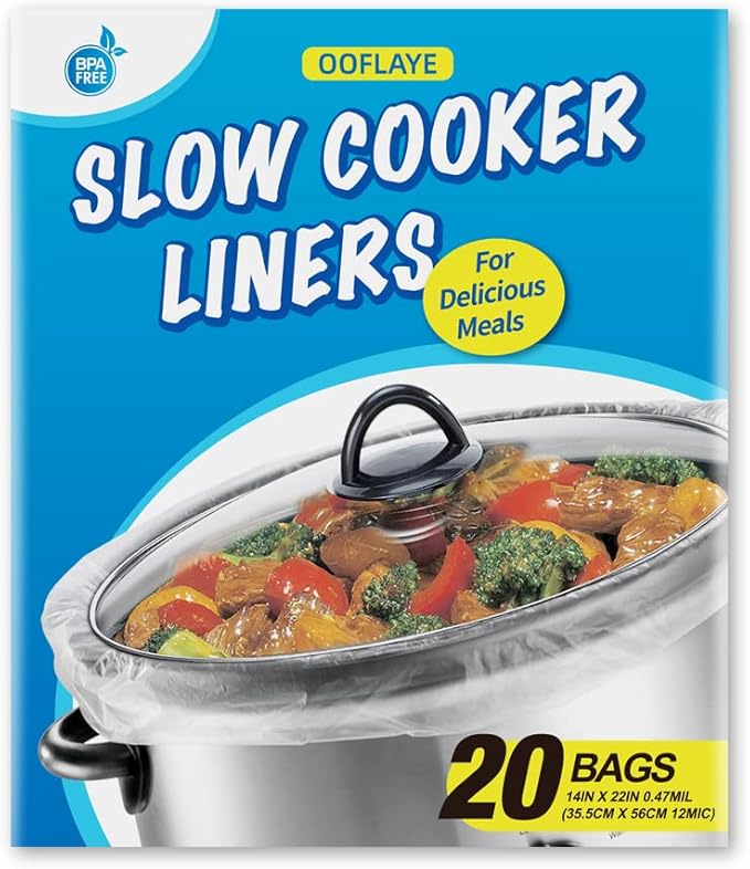 40 Counts Slow Cooker Liners and Cooking Bags, Extra Large Size Fits 6-10QT Pot, 14"x 22", BPA Free, Suitable for Oval & Round Pot -2 Pack