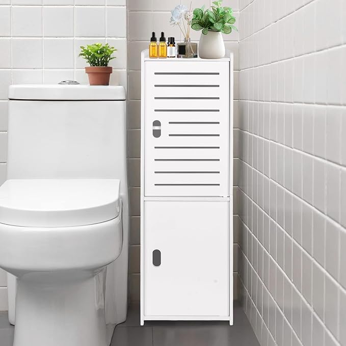ShellKingdom Toilet Paper Holder Stand, Small and Slim Bathroom Storage Cabinet for Bathroom Small Spaces, 29.7 x 9.5 x 8.7 inch