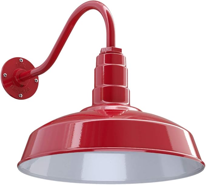 11" Straight Arm Barn Light Outdoor | Farmhouse | Modern Gray/Brass