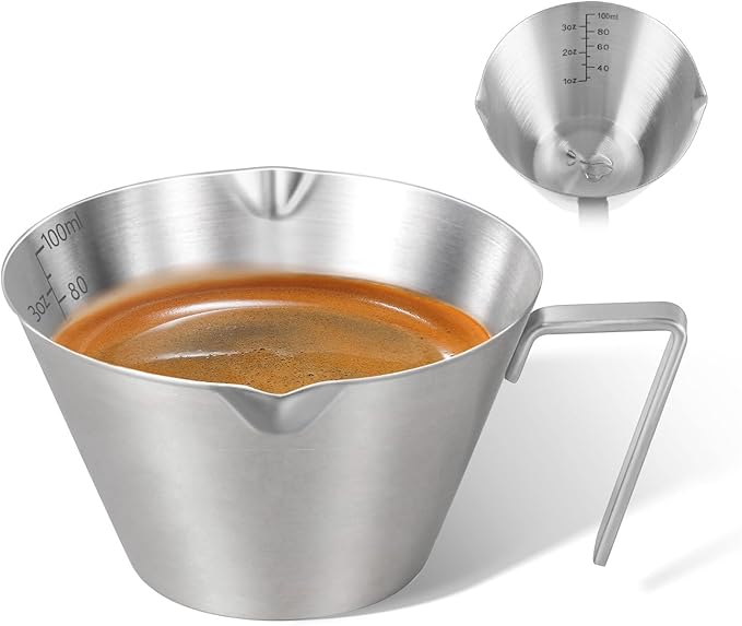 3 Pc Stainless Steel Espresso Shot Cups, 3.4oz/100ml, Silver