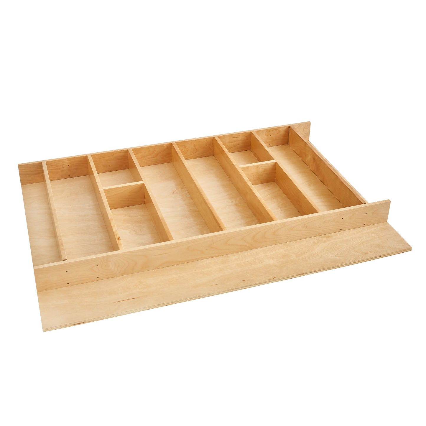 Rev-A-Shelf Custom Trim-to-Fit Silverware Drawer Organizer For Kitchen Utensils, Cutlery Cabinet Storage Divider Insert, 18.5" x 22", Maple Wood, 4WUT-1