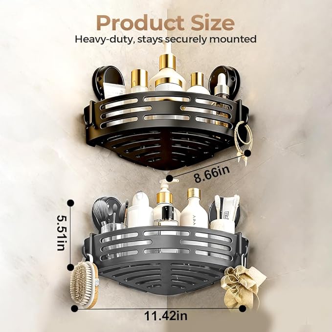 Triangle Suction Cup Corner Shelves, 2026 No Drilling Bathroom Storage Rack, Corner Shower Shelf Suction Cup Shower Caddy Corners Organizer Storage Rack Adhesive with Towel Bar (grey, three-layer)