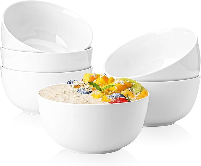 Sweese 20 Oz Porcelain Cereal Bowls - Multicolor Set of 6, Dishwasher Safe, for Soup, Salad, Rice, Kitchen Decor