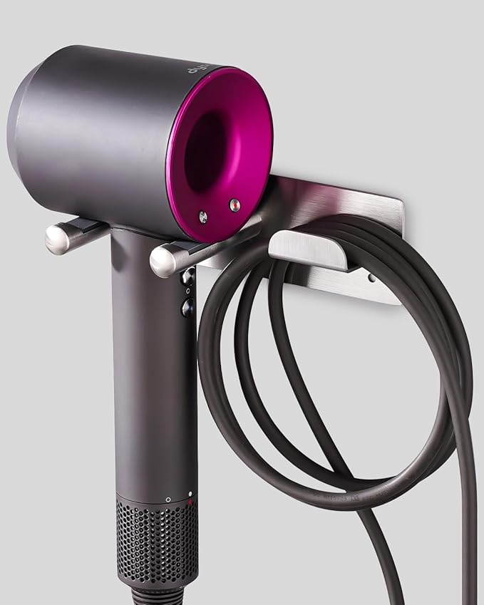 Hair Dryer Holder, SUS304 Adhesive Blow Dryer Holder Wall Mounted Compatible with Dyson Hair Dryer, Hair Dryer Organizer Dyson Hair Dryer Wall Mount