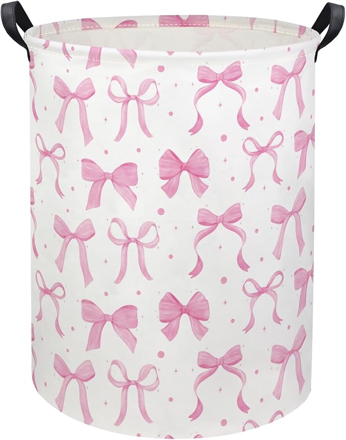 HIYAGON Baby Laundry Basket Baby Hamper for Nursery Girl Kids Butterfly Hamper Cute Kids Toys Storage Bin Organizer Butterfly Room Decor for Home(Dreamy Bowknot)