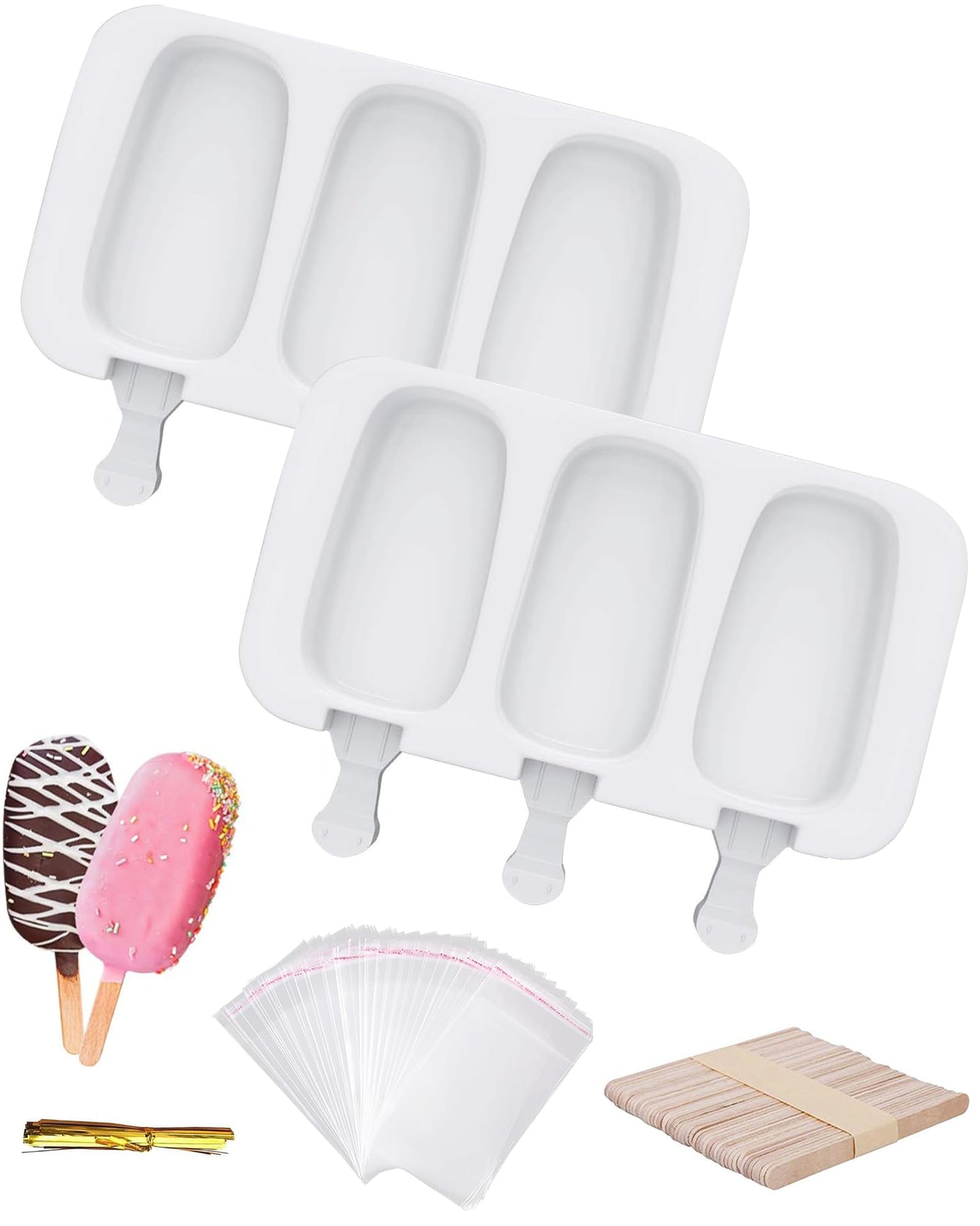 Ouddy Life Popsicle Molds Set of 2, Ice Pop Molds Silicone Cake Pop Mold