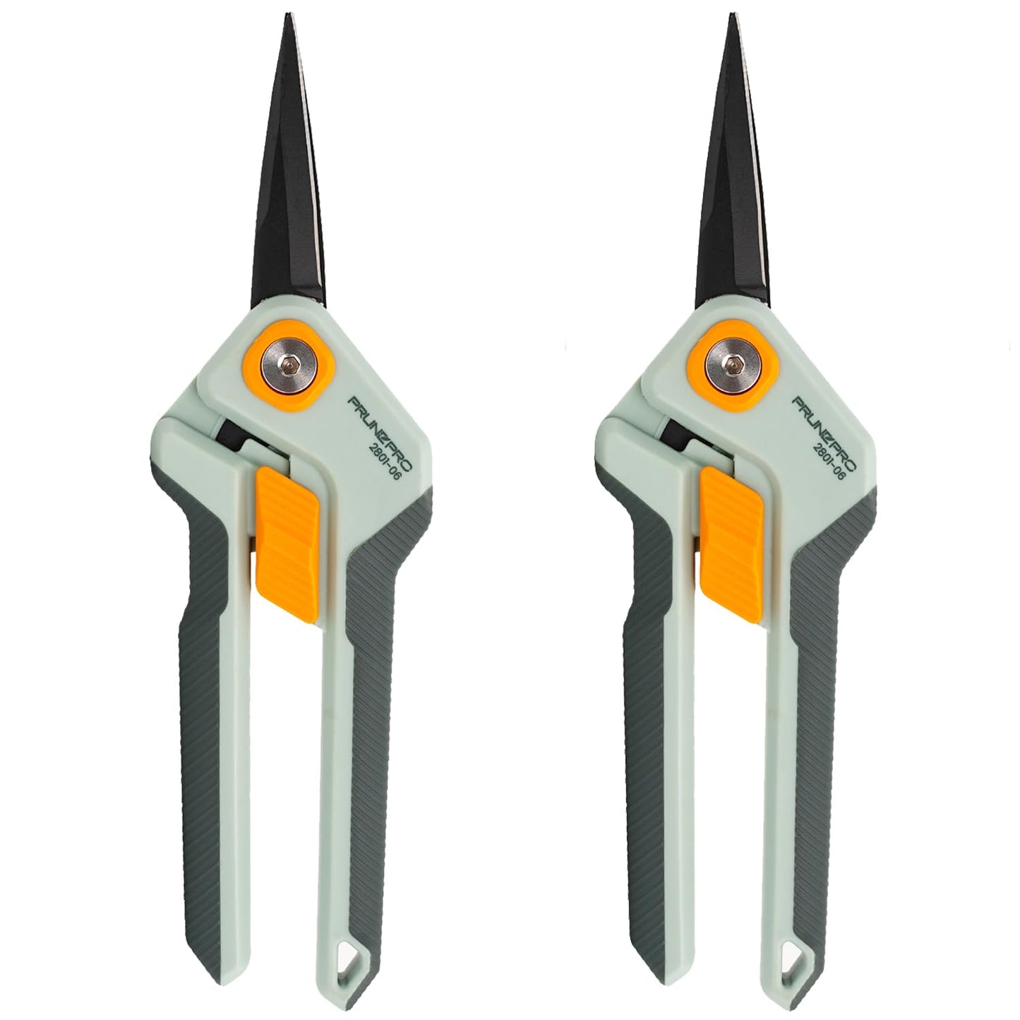 PrunePro Garden Scissors Pruning Shears Sharp Stainless Steel Non-Stick Teflon Coating Blade for Precise Cuts Garden Snip Bonsai Clippers for Plants Rose Flower Orange 2 Pack