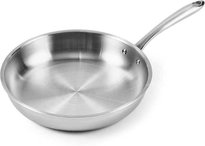 CHEF TOPF 5-ply Stainless Steel Frying Pan 10inch, Full 5-Ply Clad Construction Professional Grade Pan, Brushed Finish, Induction Cooking Pan, Oven Safe, Dishwasher Safe