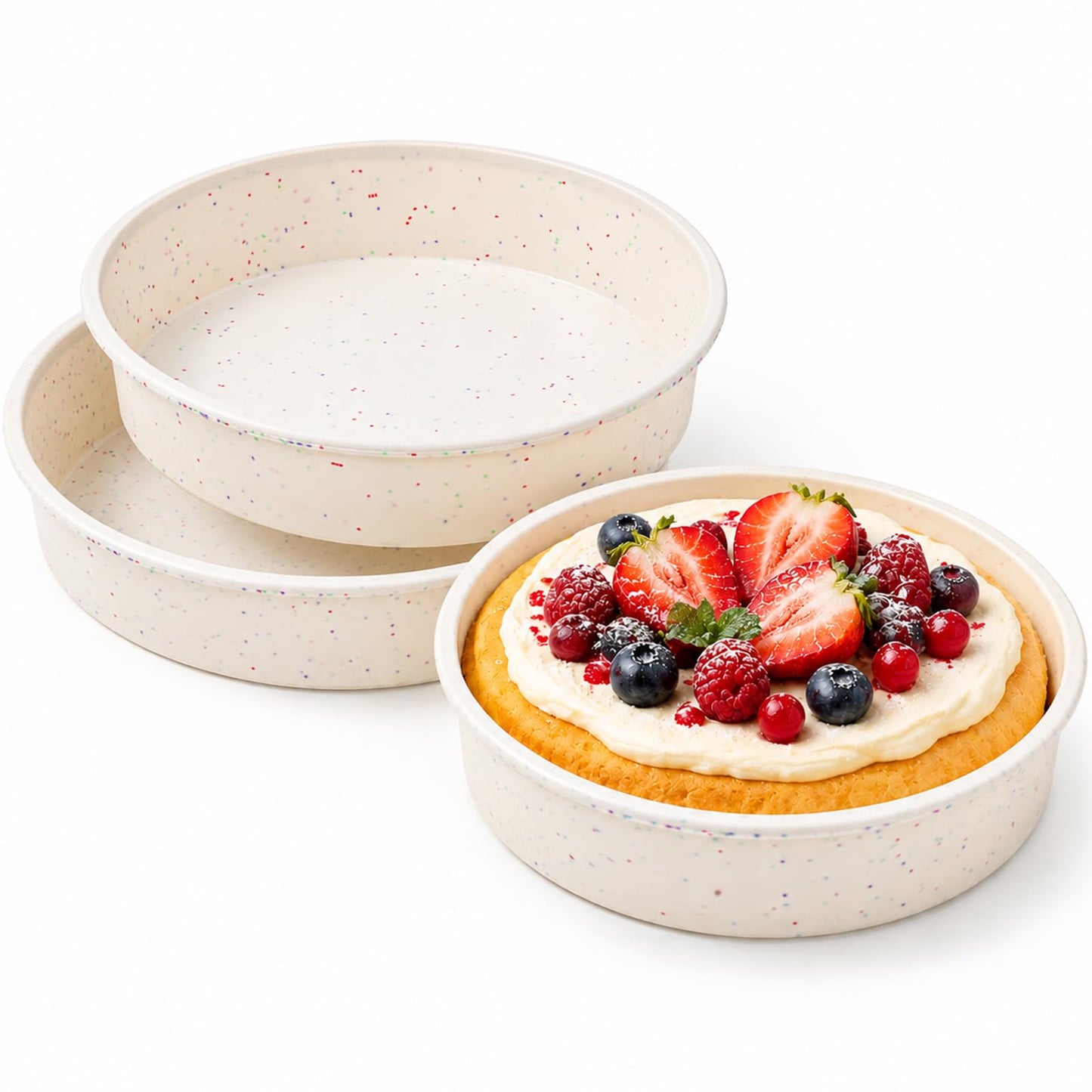 Vinino 10 Inch Round Cake Pan with Stainless Steel Frame