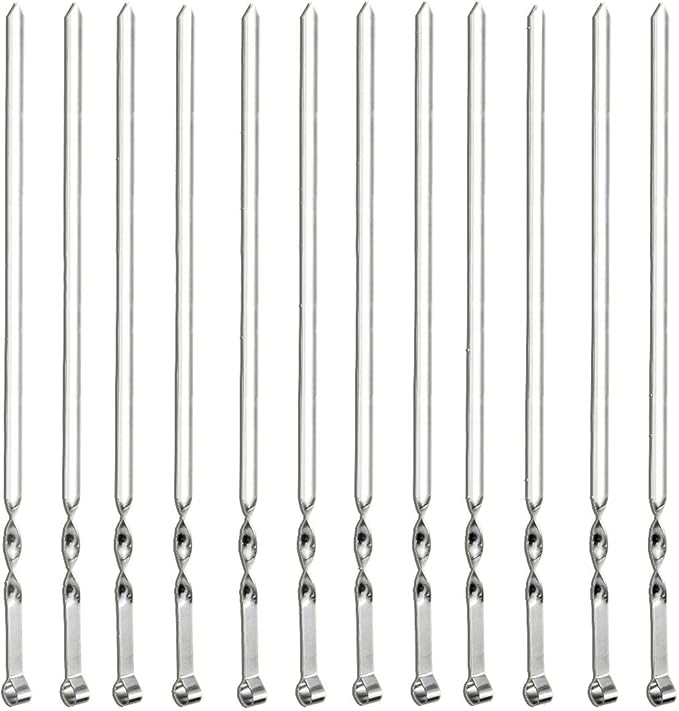 Antallcky 12 Pack Kebab Skewers Grilling Skewers Stainless Steel Sticks 22"