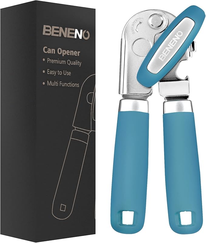 Beneno Heavy Duty Hand Can Opener Manual with Magnet Lid Remover, Green