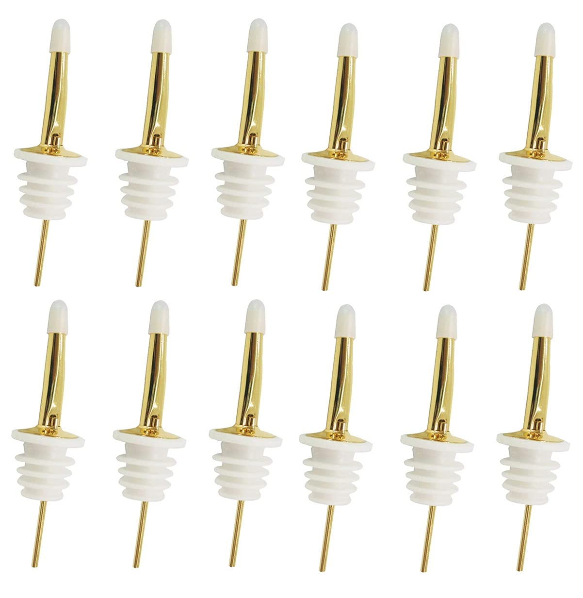 12 Pack Liquor Pour Spouts Set - Stainless Steel bottle spout and Liquor Pourers Dust Caps Covers