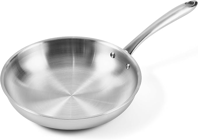 CHEF TOPF 5-ply Stainless Steel Frying Pan 10inch, Full 5-Ply Clad Construction Professional Grade Pan, Brushed Finish, Induction Cooking Pan, Oven Safe, Dishwasher Safe
