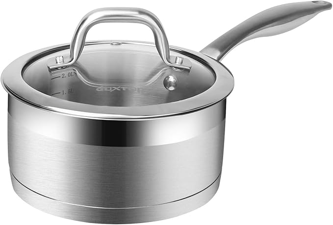 Duxtop Stainless Steel Sauce Pan with Lid, 1.6 Quart Induction Cooking Pot