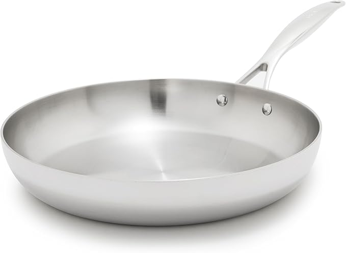 GreenPan Valencia Pro Tri-Ply Stainless Steel 8” Frying Pan Skillet, PFAS-Free Ceramic Nonstick Coating, Induction Ready Cookware, All Cooktops, Eggs & Omelets, Dishwasher & Oven Safe 600F