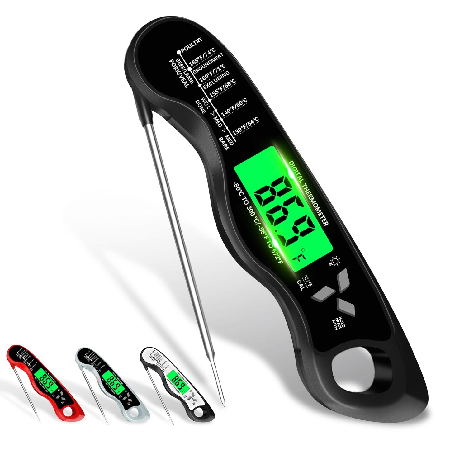 Cooking Thermometer，IP67 Waterproof Meat Thermometer Digital
