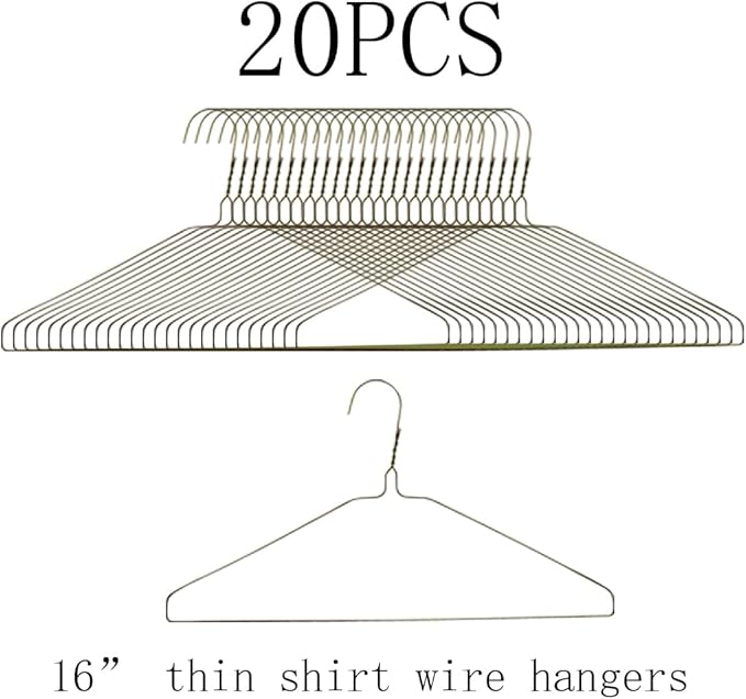 20Pcs Silver Wire Hangers for Clothes, Shirt, Wire Coat