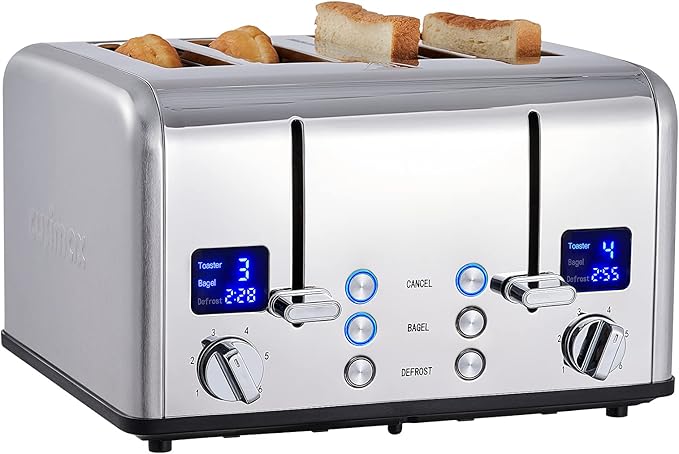 CUSIMAX 2 Slice Stainless Steel Toaster with Digital LED Display, Silver