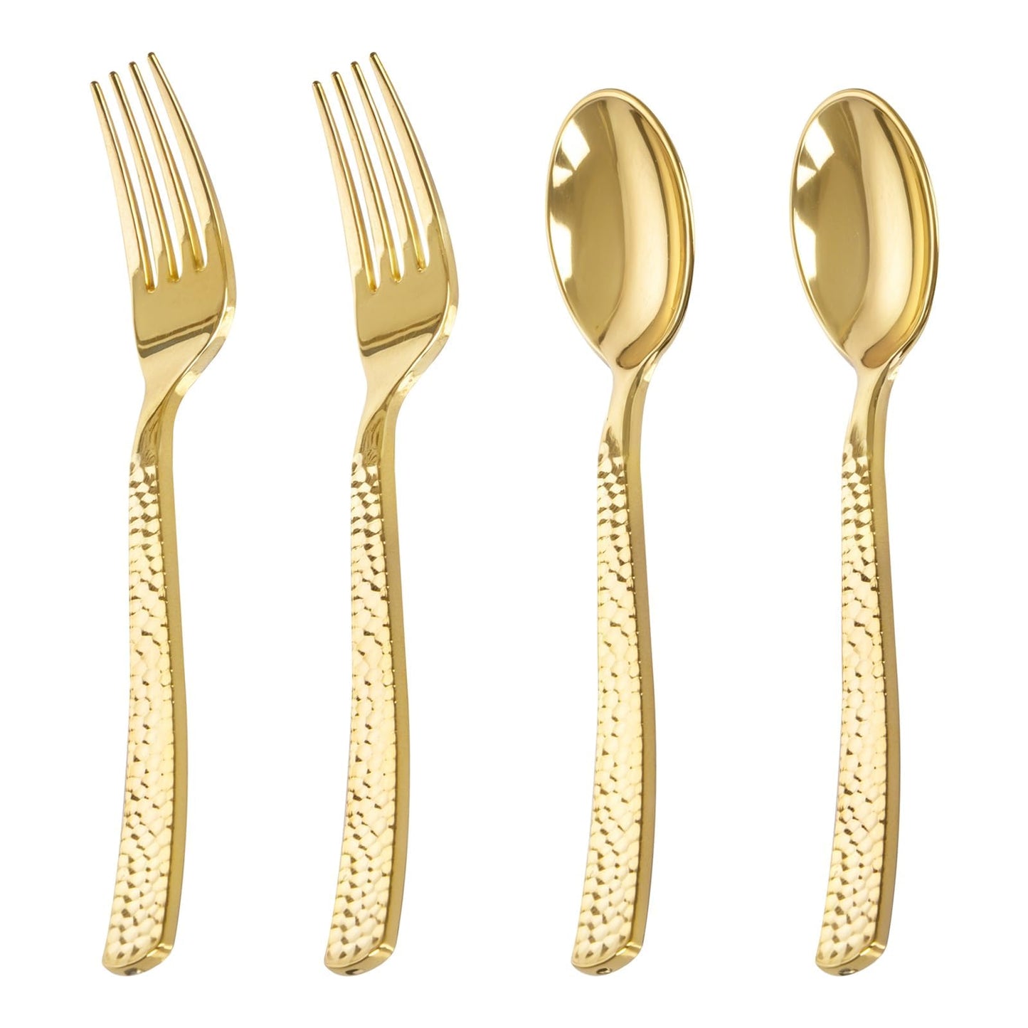 KIRE 400PCS Silver Plastic Forks and Spoons Disposable-Heavy Duty Plastic Silverware Set Silver Spoons and Forks-200 Forks and Spoon for Parties/Birthday/Wedding/Father's Day