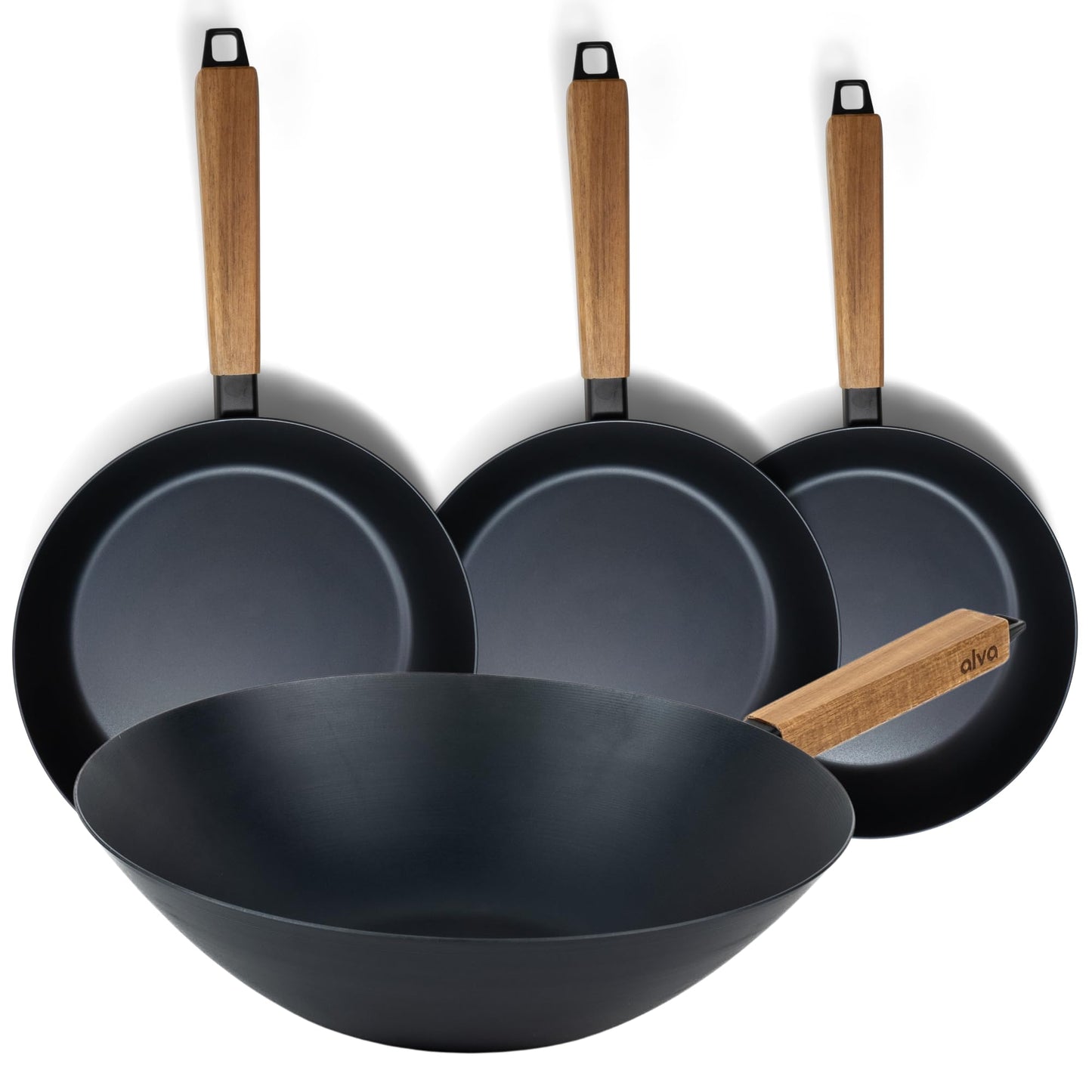 Alva Forest 8" Naturally Non Stick Carbon Steel Frying Pan with Wood Handle