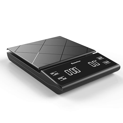 KitchenTour Coffee Scale with Timer 3kg/0.1g High Precision Pour Over Drip Espresso Scale with Back-Lit LCD Display (Batteries Included)