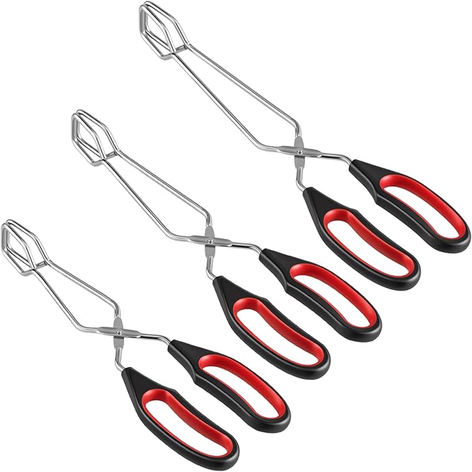 WHTCHSU Stainless Steel Scissor Tongs 9.25-Inch, 11-Inch, and 13-Inch Set, Set of 3