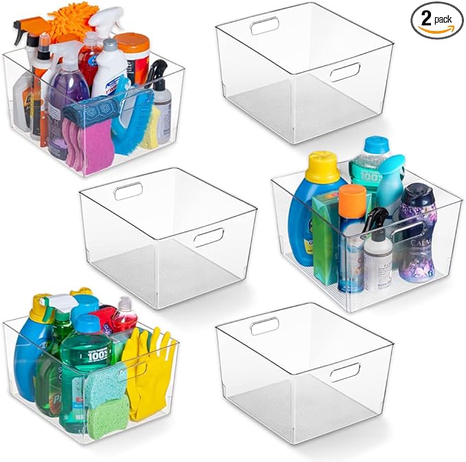 ClearSpace Clear Plastic Storage Bins for Kitchen, Fridge, Pantry, 8 Pack