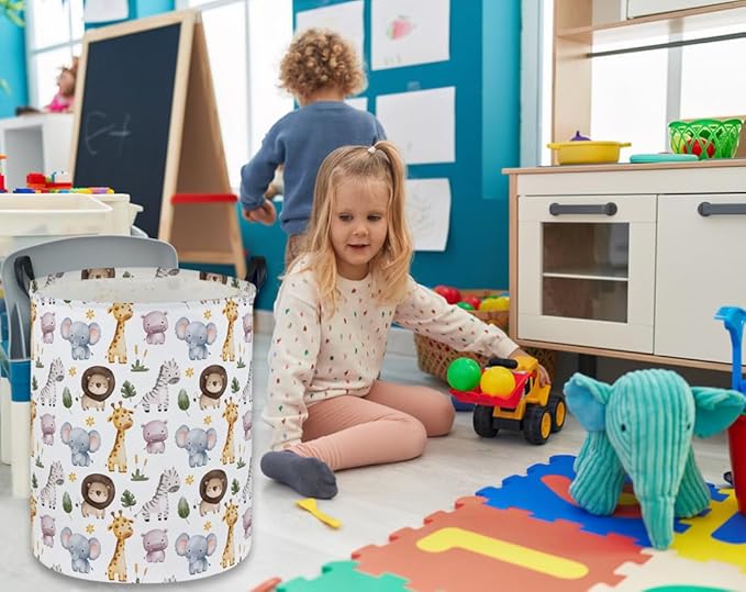 Kids Laundry Basket Animal Hamper for Nursery Boy and Girl Cute Kids Toys Storage Bin Organizer Room Decor for Home(Zoo)