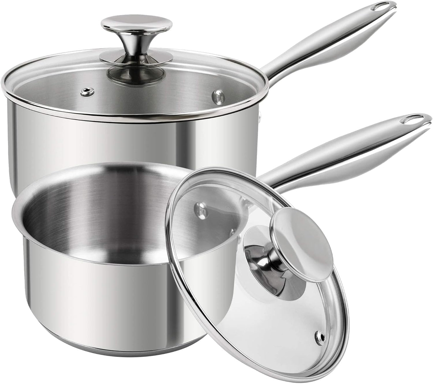 MICHELANGELO 3 Quart Saucepan with Lid & Steamer, Stainless Steel Sauce Pan with Triply Bottom, 3 QT Sauce Pot, Nonstick Saucepan Induction Compatible