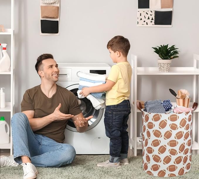 Kids Laundry Hamper Footballs Hamper for Nursery Boy Clothes Hamper Cute Kids Toys Storage Bin Organizer Football Room Decor for Home(Football)