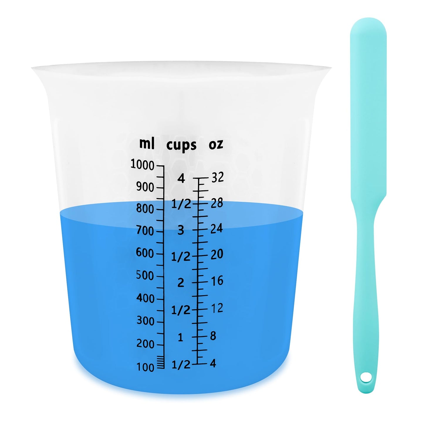 SWIGRANCE Silicone Resin Mixing Measuring Cups for Resin Supplies, 600ml/20oz Bowl, 250 & 100ml Thickened Reusable Silicone Cups for Epoxy Mixing, with Stir Sticks and Pipettes, Jewelry Making