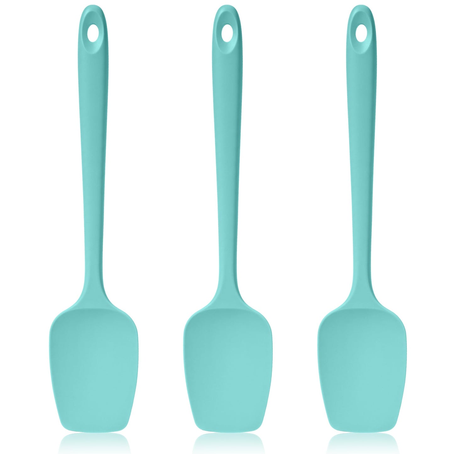 Lilybeam 600ºF Heat Resistant Silicone Spoon Spatula Set of 3, Aqua Sky