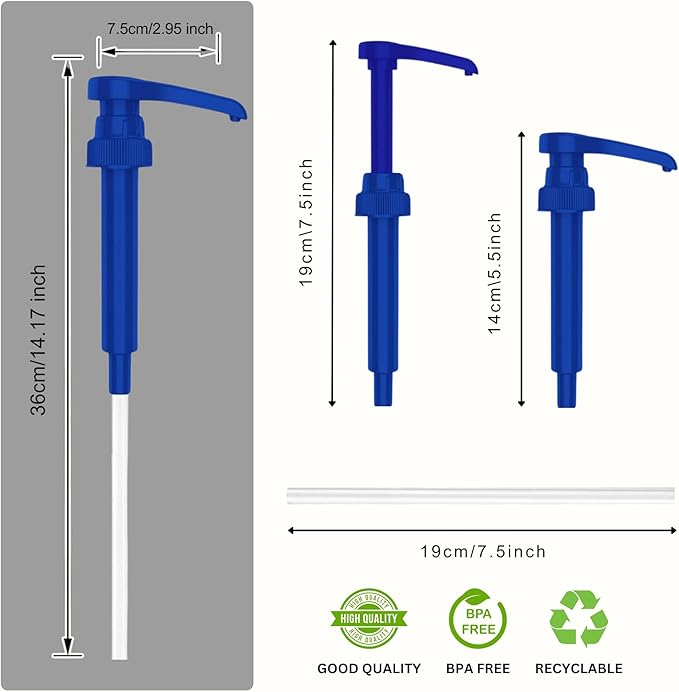 Syrup Pump Compatible with Torani, Davinci and Skinny (Set of 2) - fits Bottles (25.4 oz-750ml) (Blue)