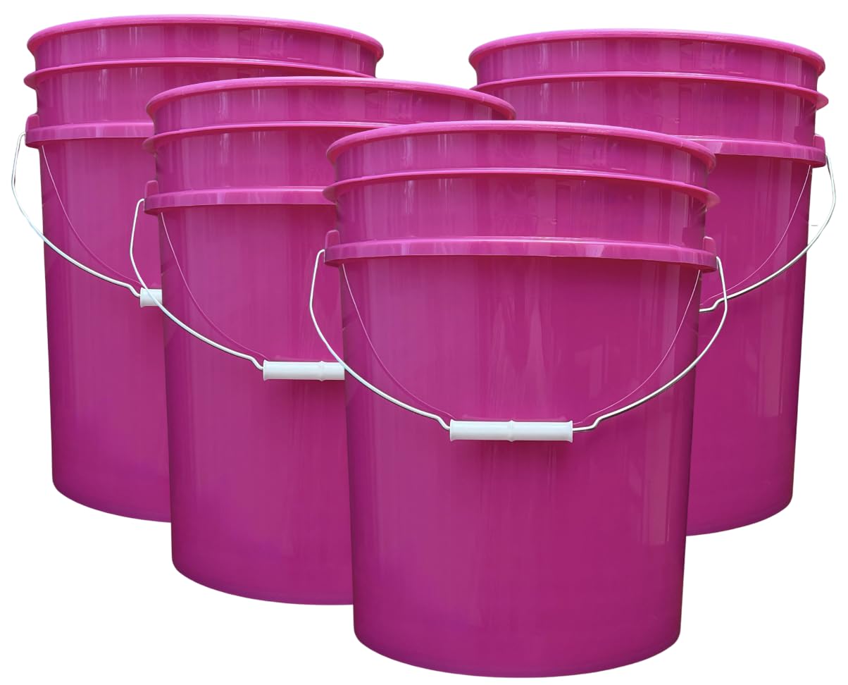 House Naturals 5 Gallon Premium HPDE Plastic Bucket - Made in USA Food Grade Container, BPA Free All Purpose Pail (5, Red)