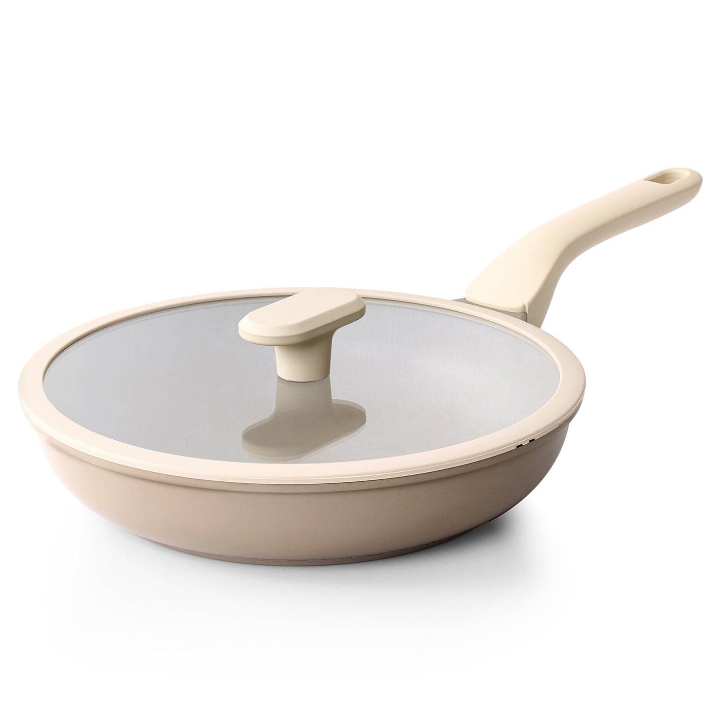 PRICUSIS Nonstick Ceramic Frying Pan with Lid, Non Toxic Skillet, Healthy Egg & Omelet & Chef's Skillet, PTFE PFOA & PFAS Free, Induction Compatible. (10Inch W/L)