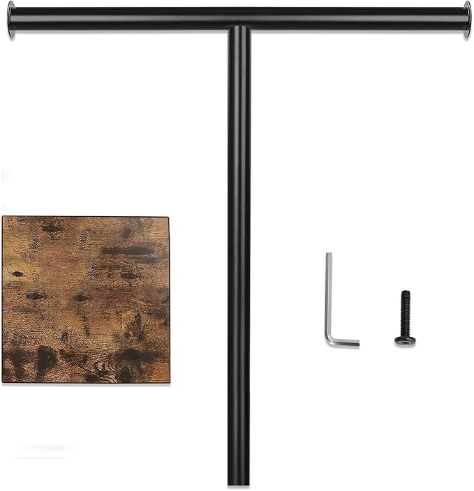 Hand Towel Holder Stand, Bathroom Hand Towel Rack with Weighted Base, T-Shape Standing Towel Racks, Farmhouse Countertop Towel Stand for Kitchen Counter, Rustic Black Brown
