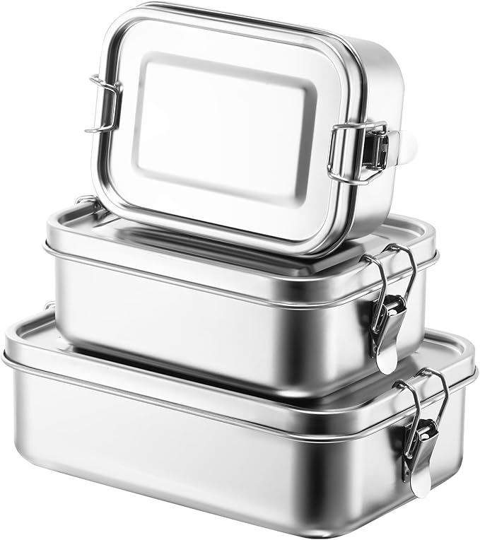 Umigy Stainless Steel Food Containers, 5 Sizes, Divided, 5 Pcs