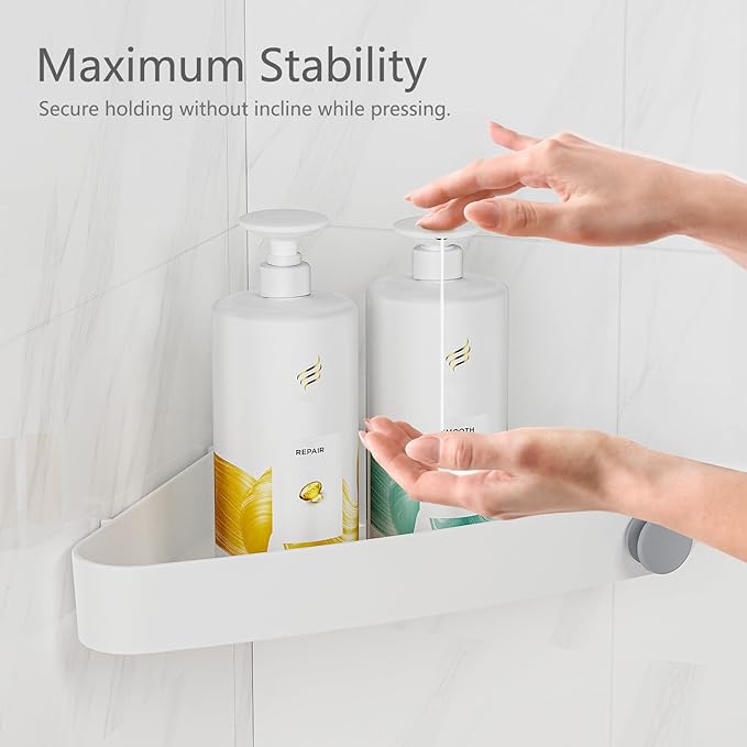 Sotfamily Plastic Shower Caddy Corner (For 90° Only), 4 Pack Adhesive Corner Shower Shelves for Bathroom Organizers and Storage, White