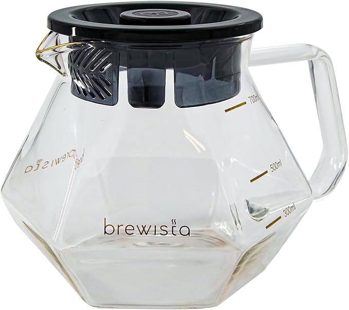 Brewista 300ml/10oz X Series Glass Coffee Carafe, Small Pour Over Glass Pot Server, 1-2 Cups, Polygonal Design for Improved Flavor, Heat Resistant Odorless Glass Pitcher