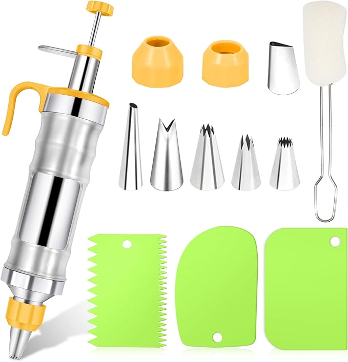 Dessert Decorating Syringe Set, Stainless Steel Frosting Piping Kit