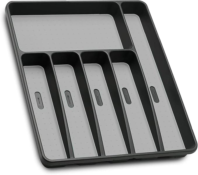 Loyareal Silverware Organizer Utensil Organizer Holder Kitchen Drawer Organizer Plastic Silverware Tray for Drawer Flatware Organizer 6 Compartment White