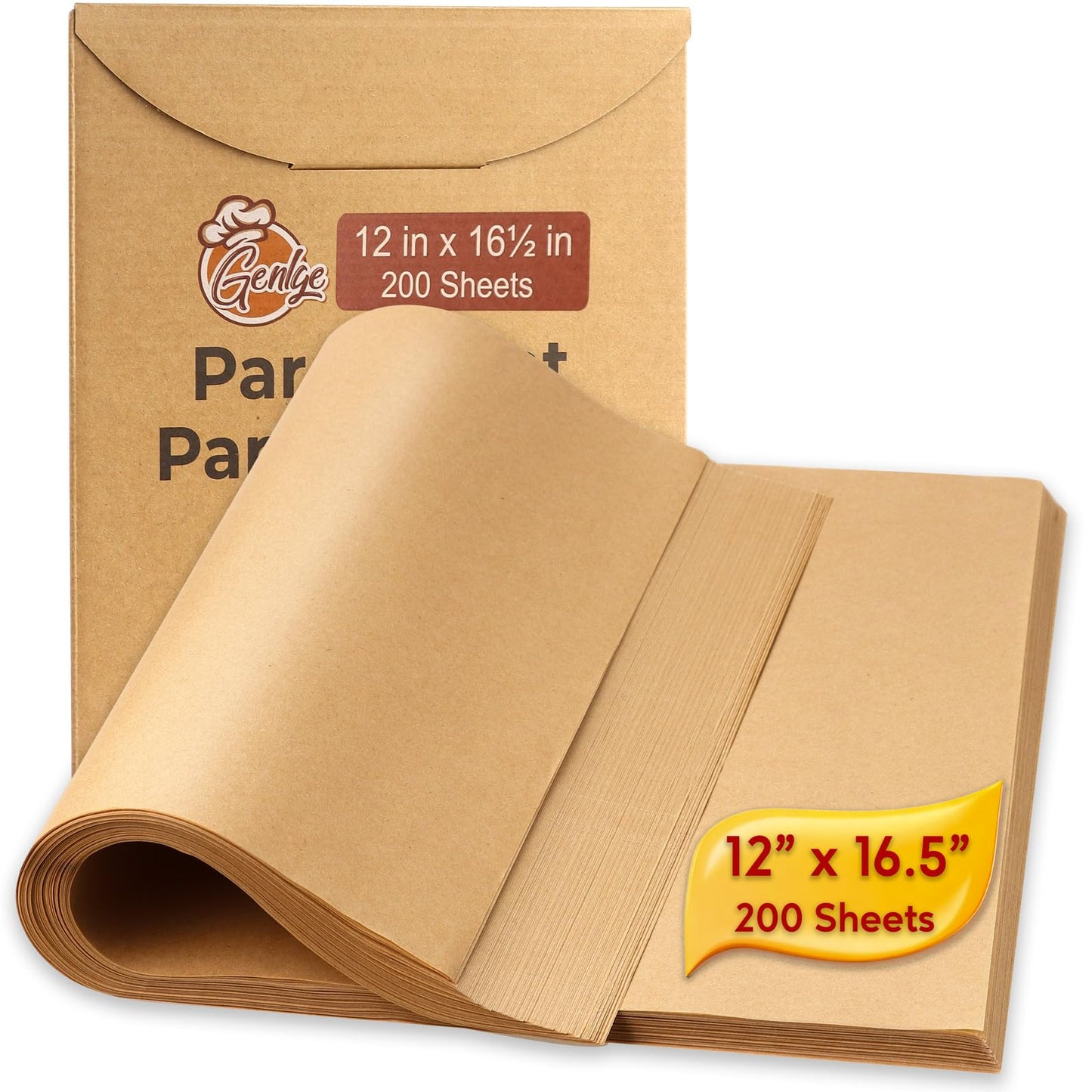 200 Sheets Precut Parchment Paper, 12x16.5 Inches, Non-Stick, Unbleached