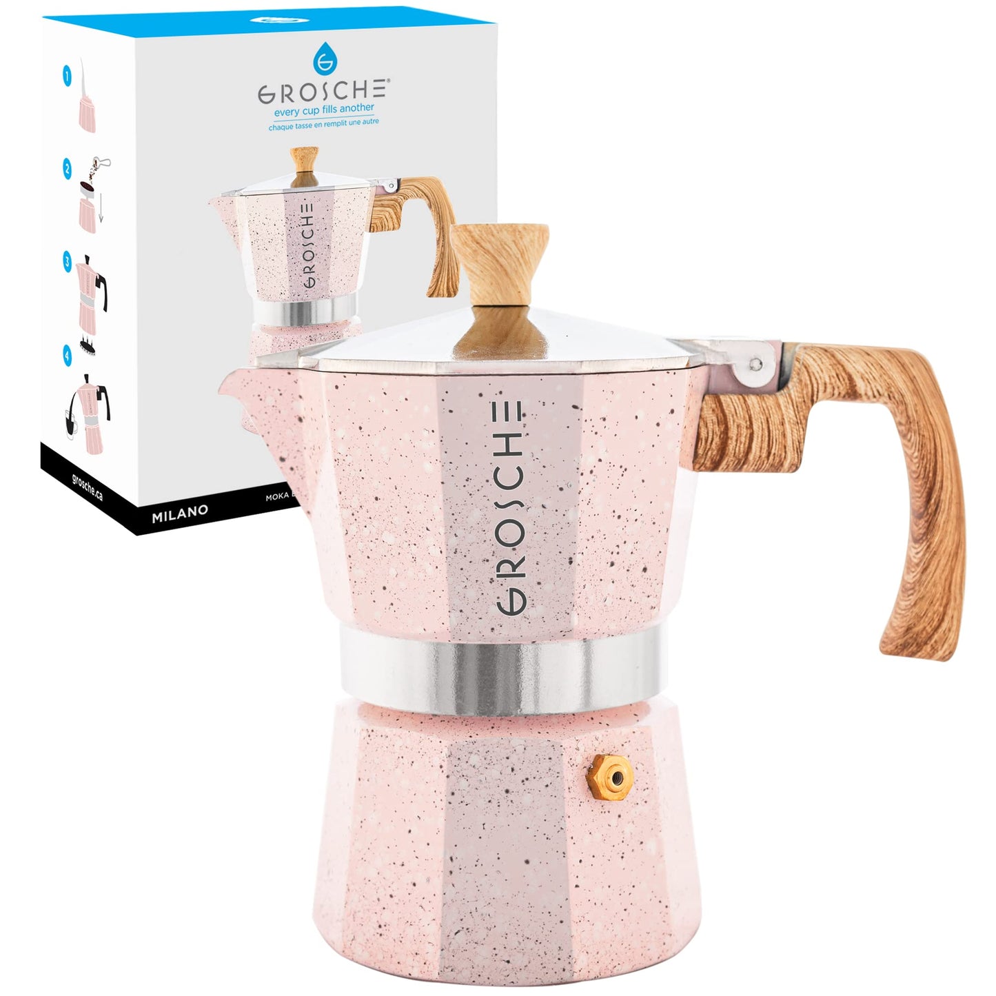 GROSCHE Milano Stovetop Espresso Maker Moka Pot 6 espresso Cup, 9.3 oz Blue